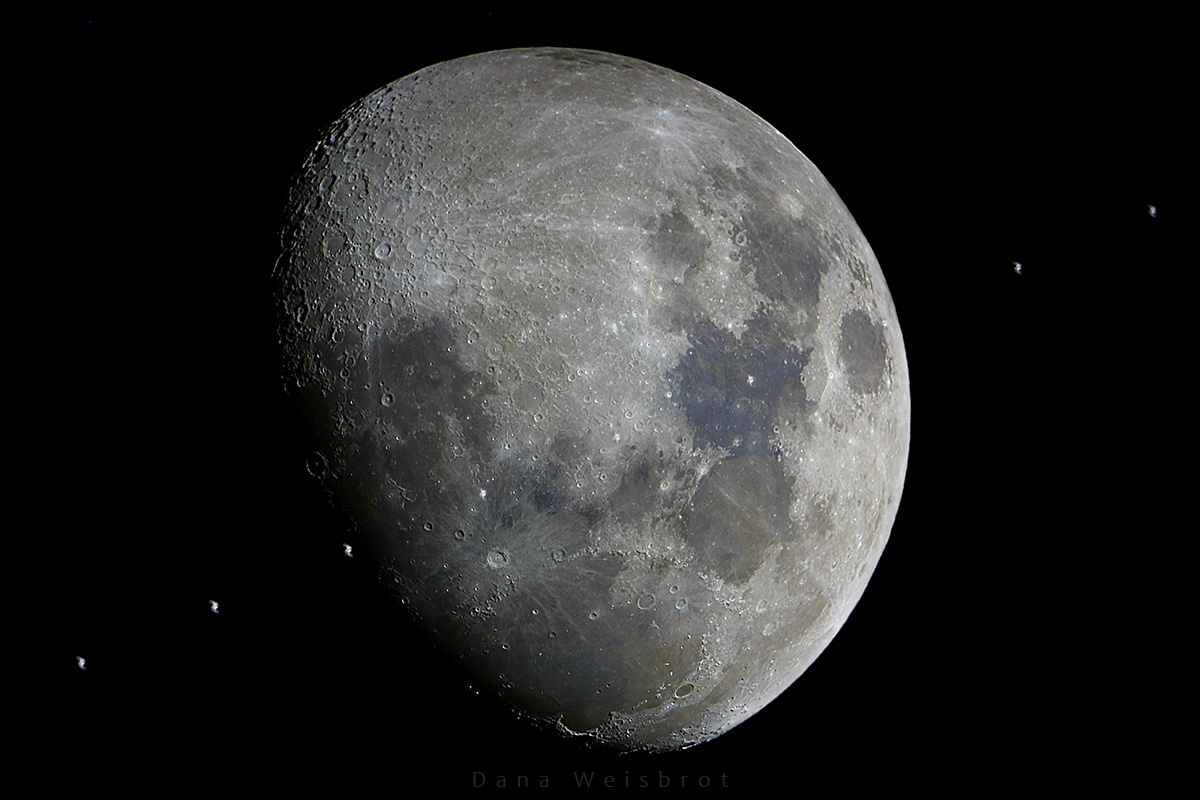 A Sun Illuminated ISS Transits The Moon